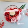 Rose and candle glass bowl arrangement for same day flower delivery in Bangalore by FreshKnots