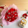 Red rose bouquet with chocolates, same day flower delivery in Bangalore by FreshKnots.