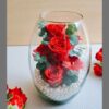 Red rose glass vase flower arrangement by FreshKnots Bangalore