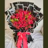 Luxury red rose bouquet for same day flower delivery in Bangalore by FreshKnots, ideal anniversary and proposal flowers