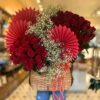 Luxury red rose basket arrangement for Valentine’s Day gift delivery by FreshKnots