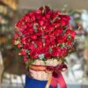 Luxury red rose basket arrangement by FreshKnots, perfect for Valentine’s Day, anniversaries and romantic flower delivery in Bangalore.