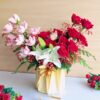 Luxury rose and lily vase arrangement for online flower delivery in Bangalore