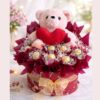 Valentine teddy bear chocolate gift box with Ferrero Rocher chocolates and luxury packaging in Bangalore
