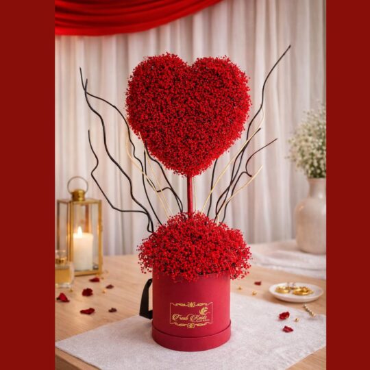Luxury heart shaped valentine flower arrangement with same day flower delivery in Bangalore