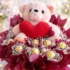 Valentine teddy bear chocolate gift box with Ferrero Rocher chocolates and luxury packaging in Bangalore