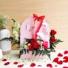 Valentine flower gift bag with red roses and chocolates for same day delivery in Bangalore