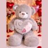 Grey teddy bear Valentine gift with heart message, romantic soft toy gift in Bangalore