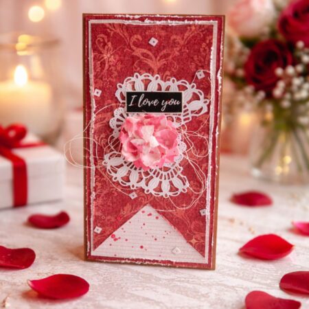Handmade Valentine card with red envelope for romantic gifting and flower delivery in Bangalore