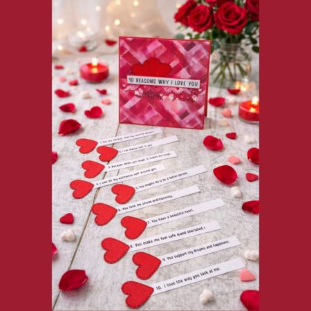 Handmade 10 reasons I love you card romantic gift for couples and special occasions