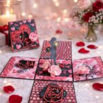 Handmade Valentine explosion box gift with romantic pop-up design for premium gifting in Bangalore
