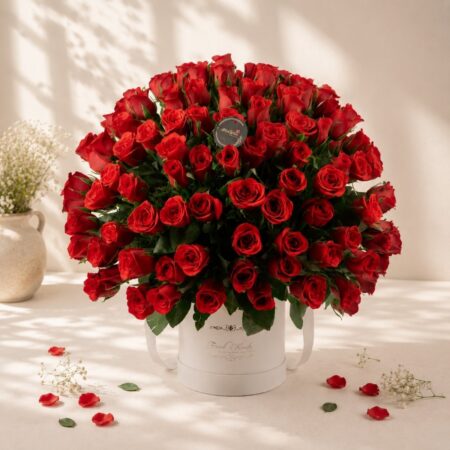 Enchanted Roses red rose box packaging, Bangalore flower delivery