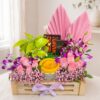 Hamper online delivery Bangalore with chocolates and candle premium floral hamper FreshKnots