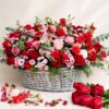 Roses flower basket with red and pink roses for Valentine’s Day delivery in Bangalore