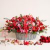 Roses flower basket with red and pink roses for Valentine’s Day delivery in Bangalore