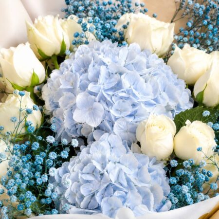 Luxury exotic flower bouquet with blue orchids and premium blooms for elegant flower delivery in Bangalore.