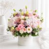 Pink exotic flower box with hydrangea roses eustoma online flower delivery Bangalore