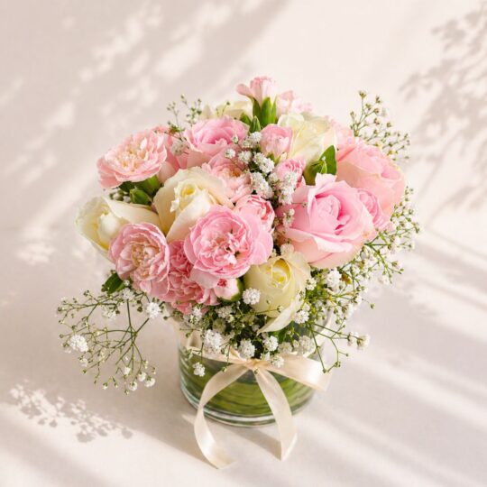 Vase of Roses and Carnations available for express delivery in bangalore