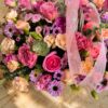 Premium pink and peach floral basket arrangement for online flower delivery in Bangalore.