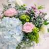 Hydrangea and pink rose vase arrangement for online flower delivery Bangalore