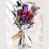 Chocolate bouquet with red roses and assorted premium chocolates – Cadbury Dairy Milk, Lindt, and Bournville – FreshKnots Bangalore
