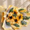 sunflower bouquet online, sunflower bouquet delivery Bangalore, yellow flower bouquet India, sunflower and rose bouquet FreshKnots