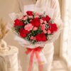 Rose carnation anniversary bouquet with red roses and pink carnations, Bangalore delivery