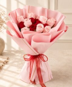 Rose Duet pink and red rose bouquet, Bangalore flower delivery