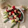 Chianti Muse burgundy European bouquet laid flat, Bangalore flower delivery