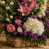 Bellagio Celeste European flower basket styled setting, Bangalore flower delivery