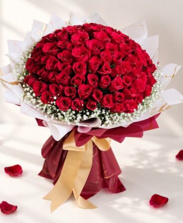 Cherishing You anniversary rose bouquet, side view Bangalore