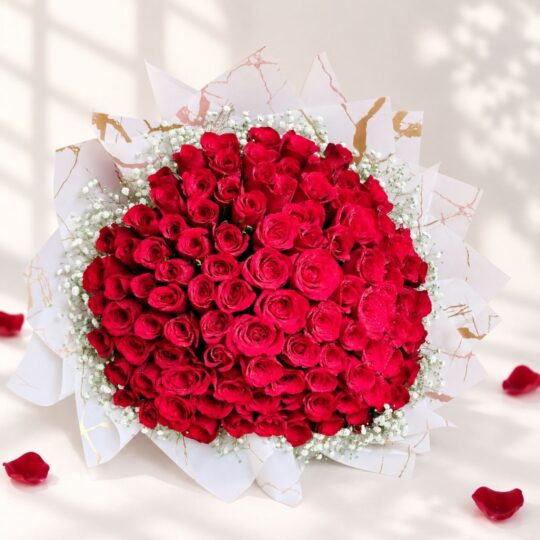 Cherishing You rose bouquet close-up, anniversary flowers Bangalore