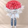 500 Reasons rose bouquet held, front view Bangalore