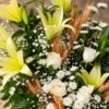 Castile Gold flower basket, three-quarter view, Bangalore delivery