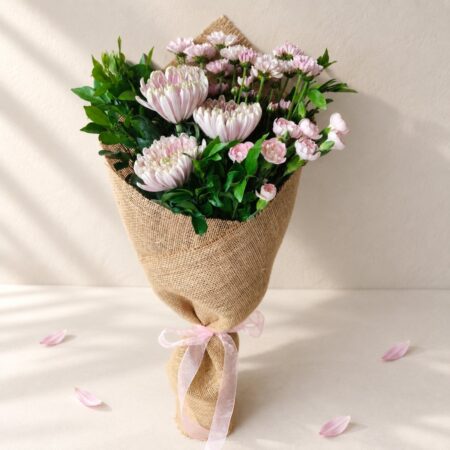 Pink mixed cut flowers, standing view Bangalore