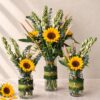 Diwali vase set Bangalore - sunflower and tuberose vase trio