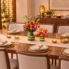 Marigold and rose Diwali vase pair, dining table Bangalore