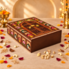 Jharokha print gift box side view showing painted elephant and lotus panels along the edge