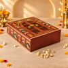 Rajwada jharokha print gift box side view showing painted elephant and lotus panels along the edge
